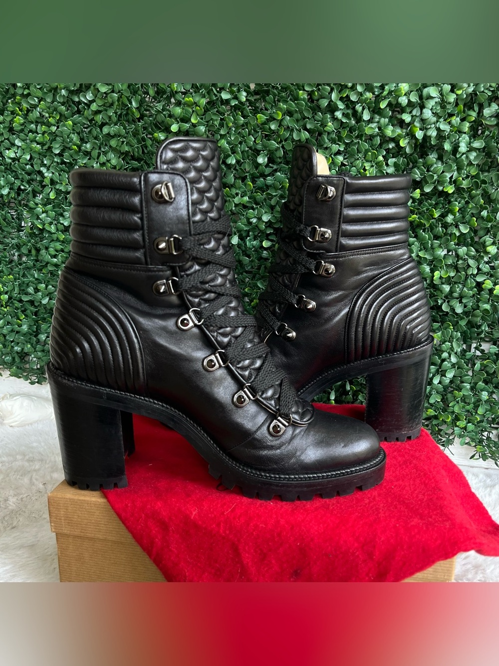 CHRISTIAN LOUBOUTIN Black Mad 70 mm Leather Heel Combat Boots Miss Z So Kate - Picture 6 of 10